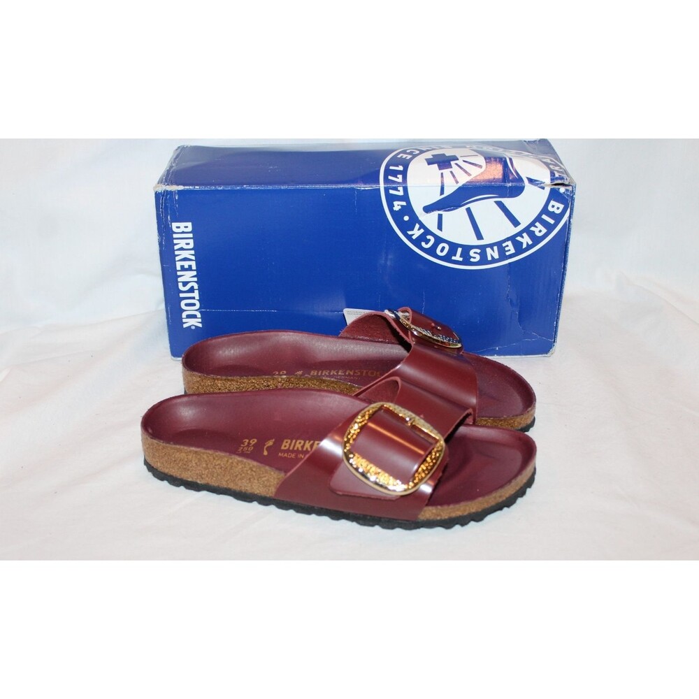 Birkenstock Women Madrid Big Buckle Leather High Shine Sandals Zinfandel EU 39 N